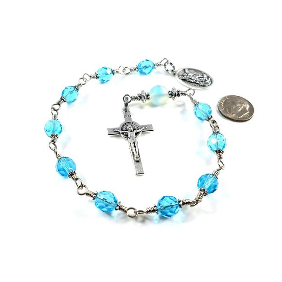 One Decade Rosary, Police Rosary, Handmade Saint Michael Pocket Rosary - Picture 4 of 10